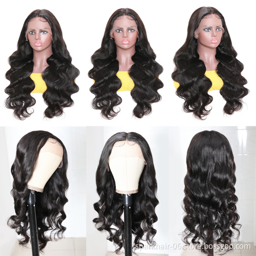 Cheap Human Hair Wigs Transparent Lace Front Closure Body Wave Wig Full Virgin Cuticle Aligned HD Lace Closure Human Hair Wig